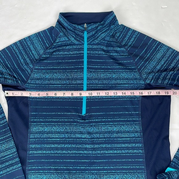 Patagonia Women’s All Weather Zip-Neck Teal Navy Hiking Running Top UPF 15 Large - Picture 17 of 17
